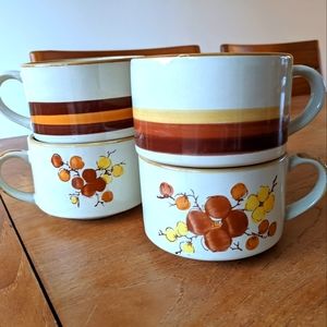 Vintage Soup Mugs Stoneware